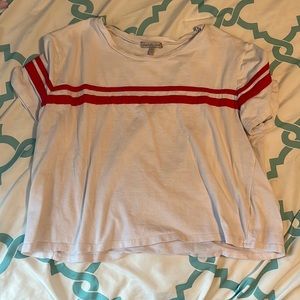 Red striped crop tee.